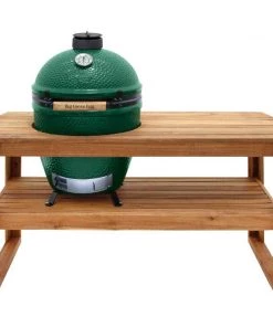 Big Green EGG Large Bundle On Acacia Hardwood Table All BBQ Grills & Smokers