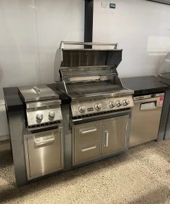 BBQ's And More NZ Titan Outdoor Kitchen - C/w Titan 4 BBQ And Double Side Burner Then Your Choice Of Drawers/doors/rubbish Bin. Marble Top And Composite Construction
