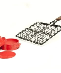 Charcoal Companion Stuff-A-Burger 2PC Set / Basket & Press