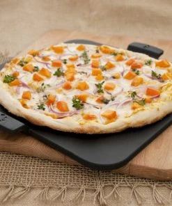 Pizzacraft Square Glazed Pizza Stone C/w Handles 14.5in Black