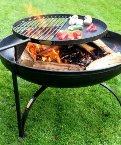 UK Firepits Plain Jane Firepit 90cm With Swing Arm BBQ Rack